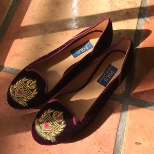 Polo Ralph Lauren maroon/burgundy velvet flats